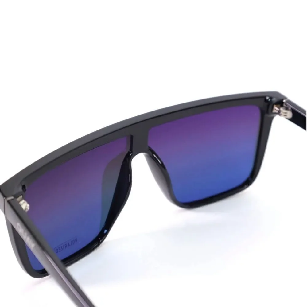 Quay Australia NIGHTFALL Extra Large Sunglasses-Black/Black Blue Polariz…